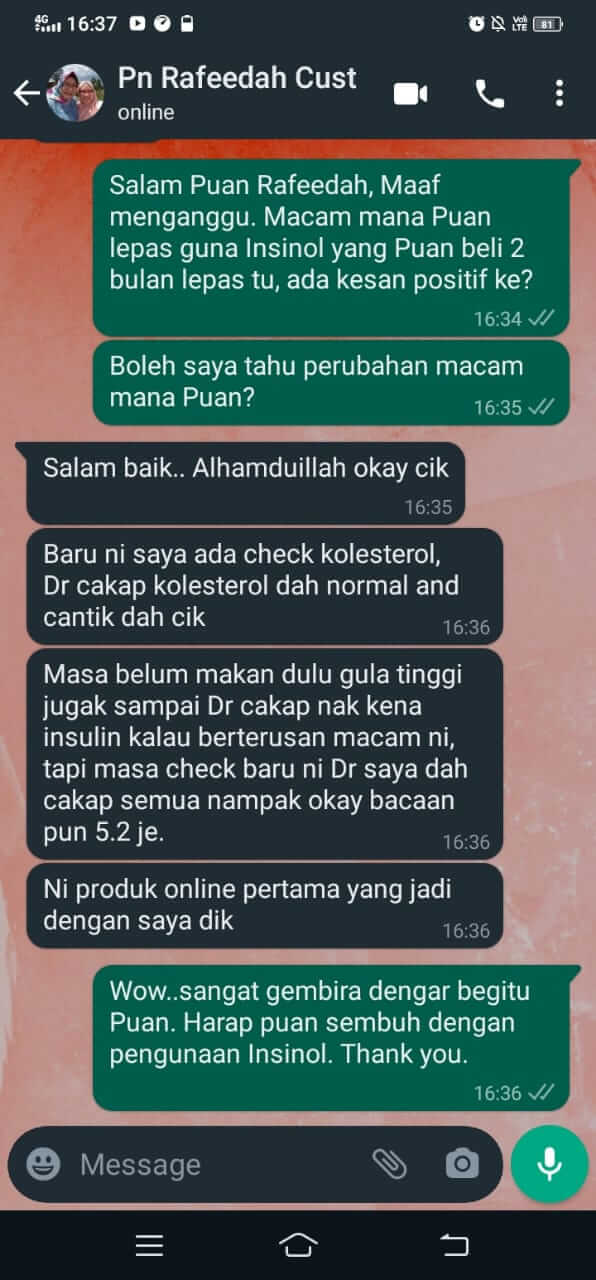 Insinol customer feedback 2