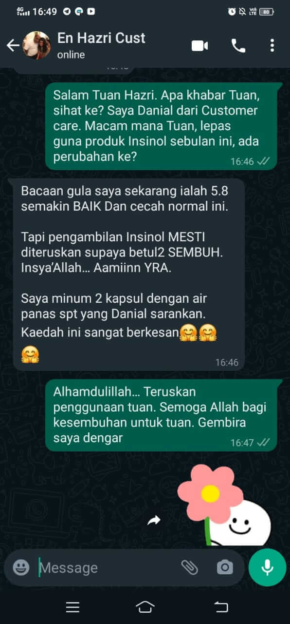 Insinol customer feedback 3