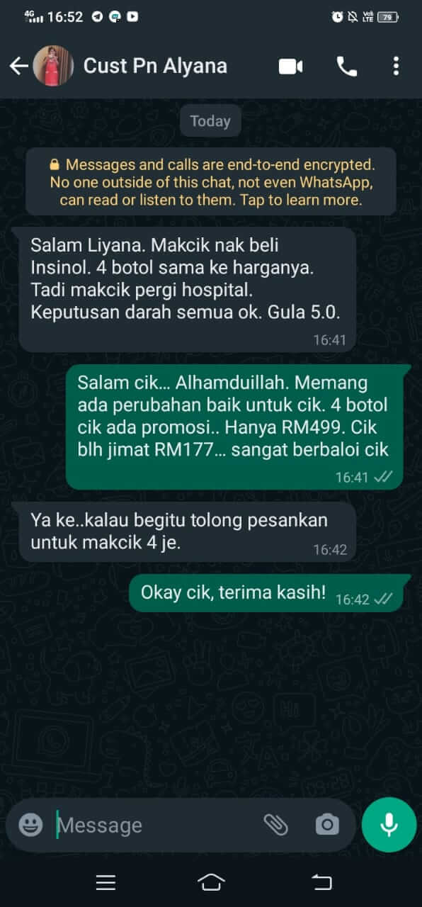 Insinol customer feedback 4