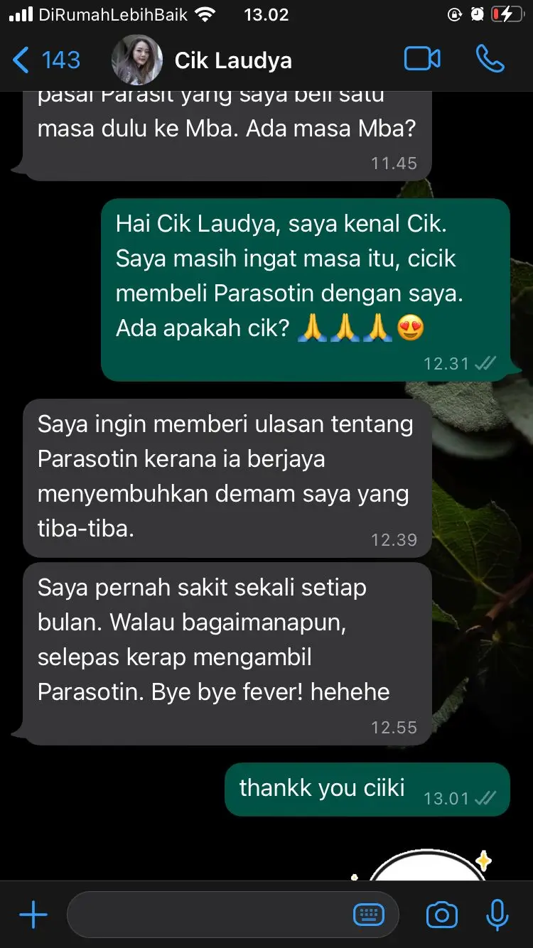 parasotin customer feedback 1