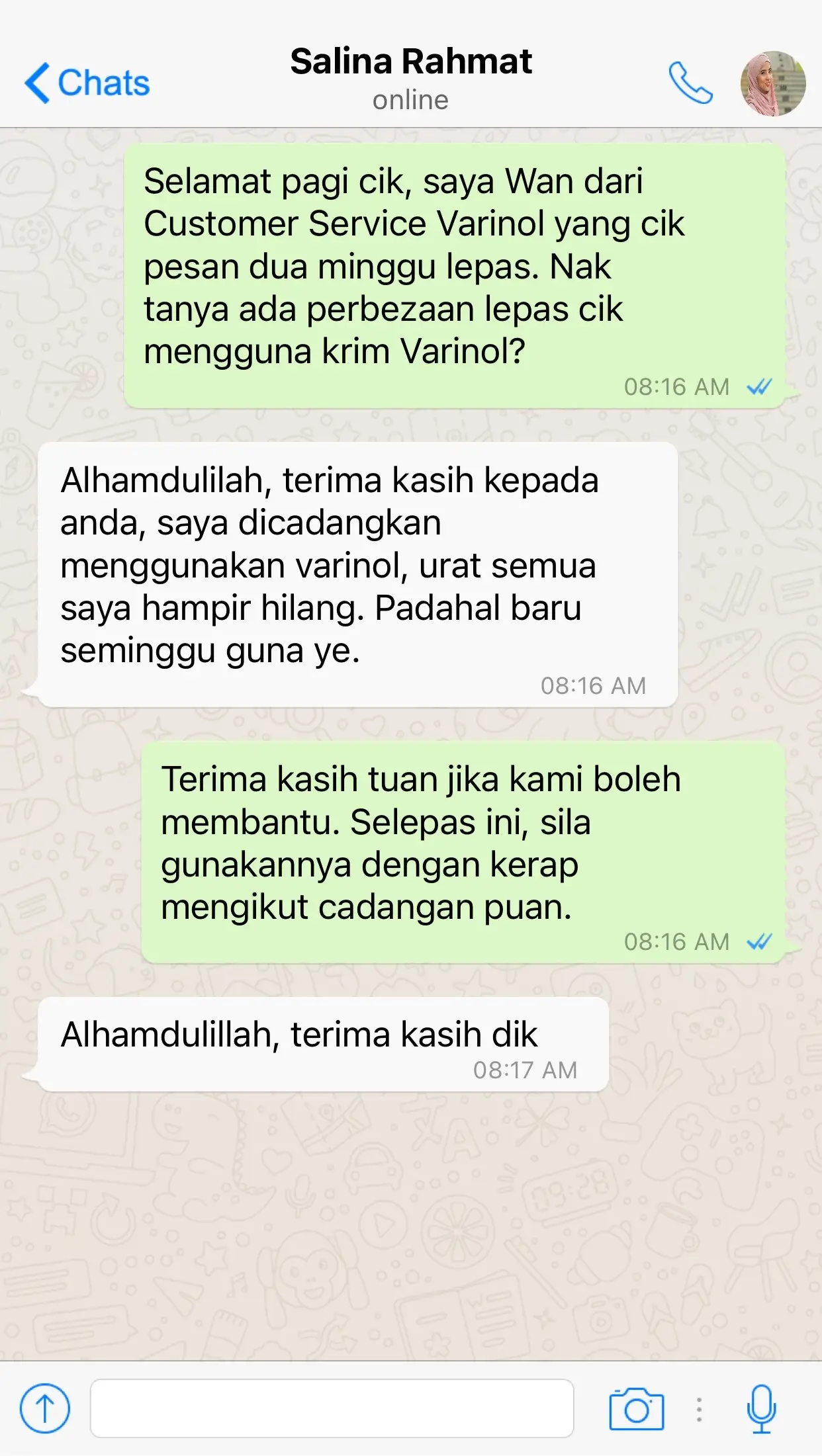 varinol customer feedback 1