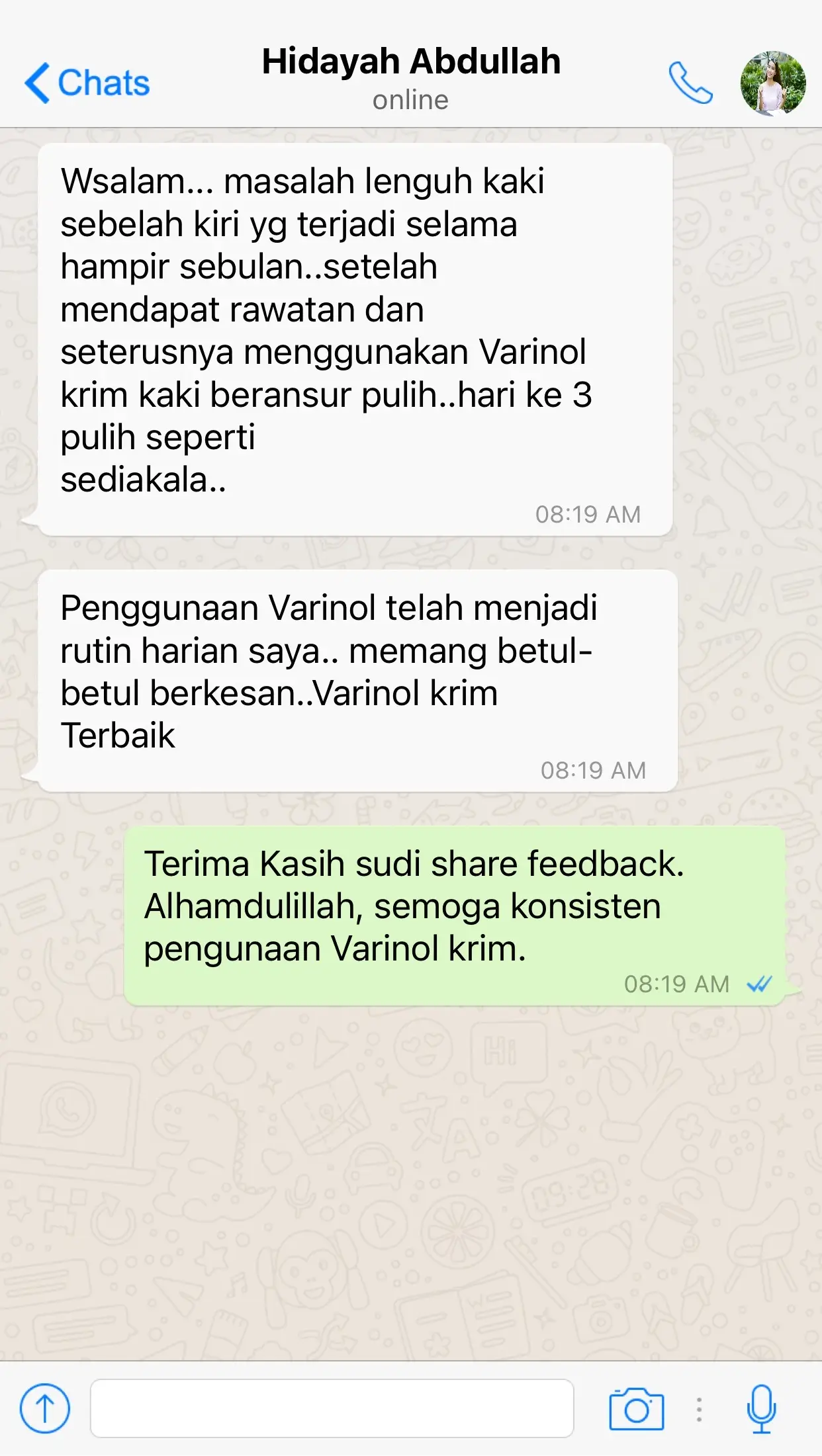 varinol customer feedback 2